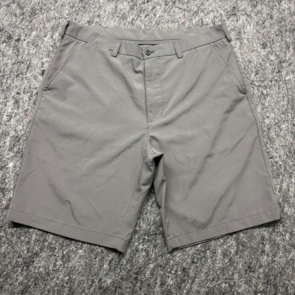 Links Edition Mens Gray Golf Shorts Size 36 Flat Front Performance Stretch